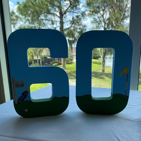 60th Golf Birthday Decor, Golf Themed 60 Birthday Numbers, Golf Party Decor - Picture 7 of 9